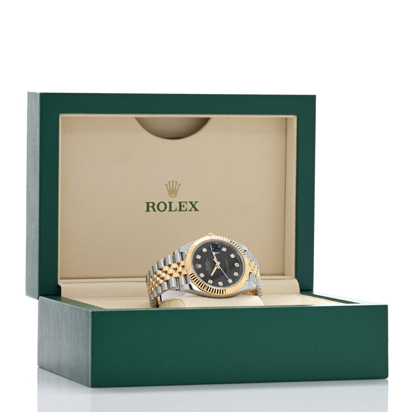 Stainless Steel 18K Yellow Gold Diamond 41mm Oyster Perpetual Datejust Watch Black 126333