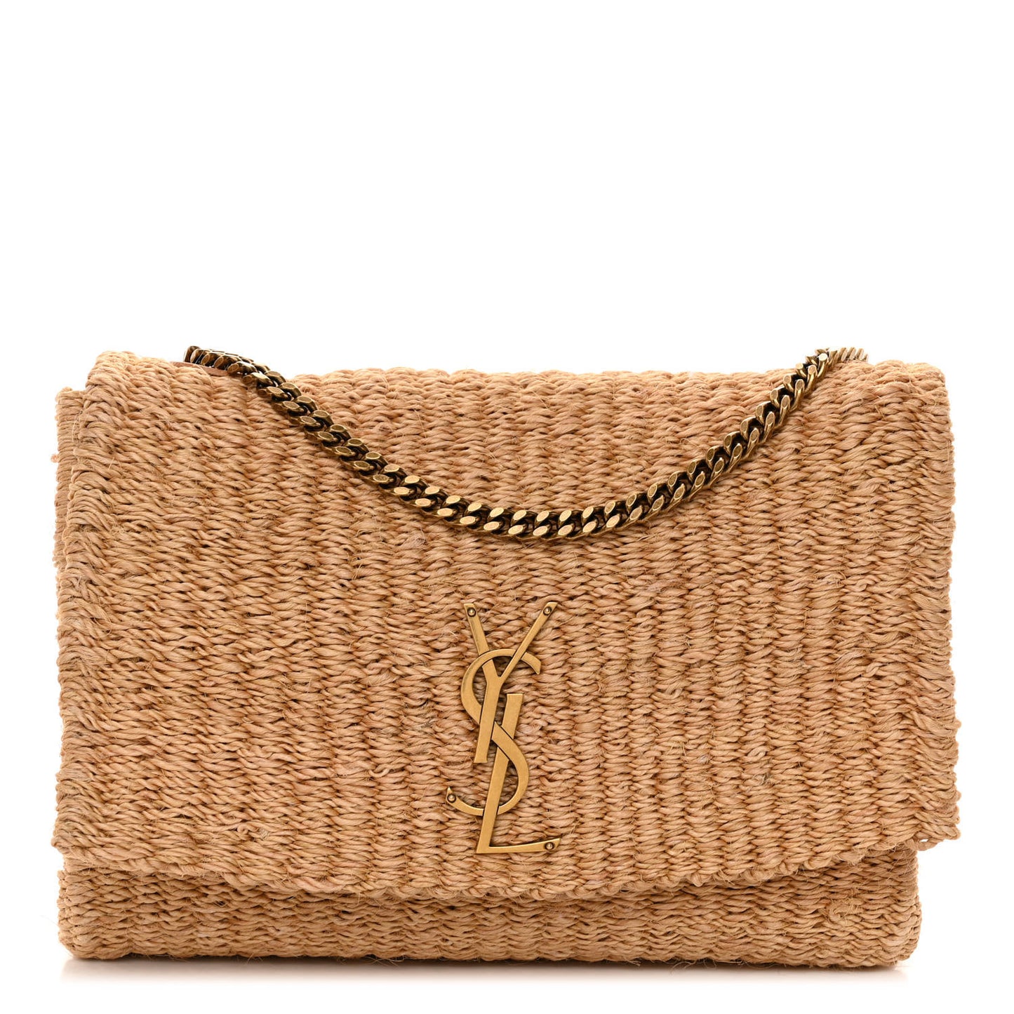 Raffia Medium Monogram Kate Satchel Natural