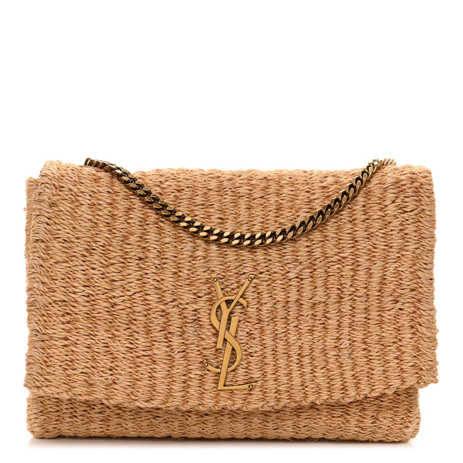 Saint Laurent Raffia Medium Monogram Kate Satchel Natural 1 of 10