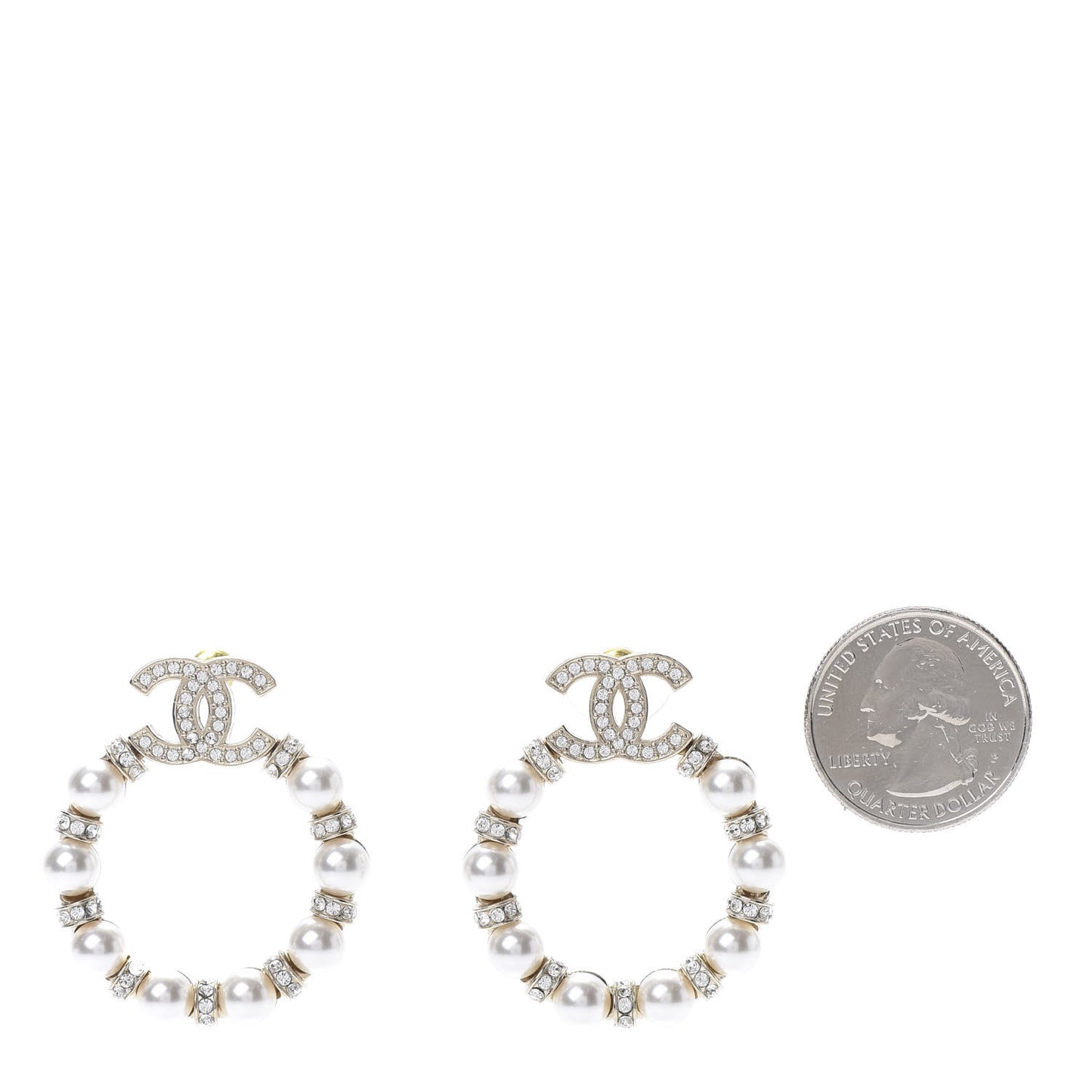 Pearl Crystal Nefertiti CC Drop Earrings Gold