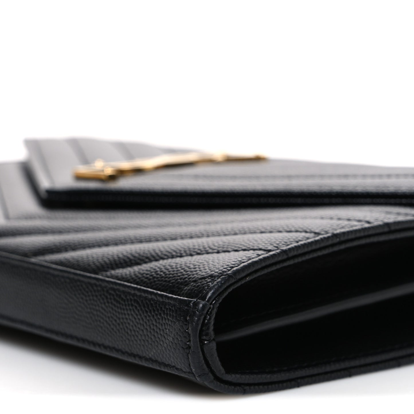 Grain De Poudre Matelasse Chevron Monogram Chain Wallet Black