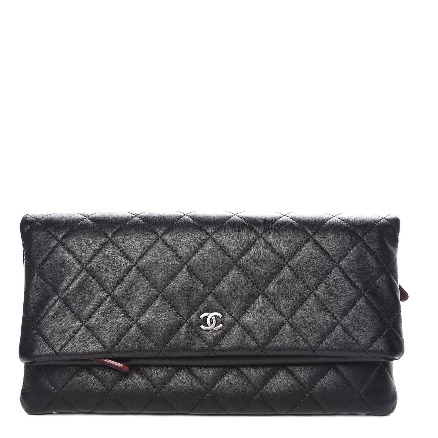 Lambskin Quilted CC Beauty Clutch Black