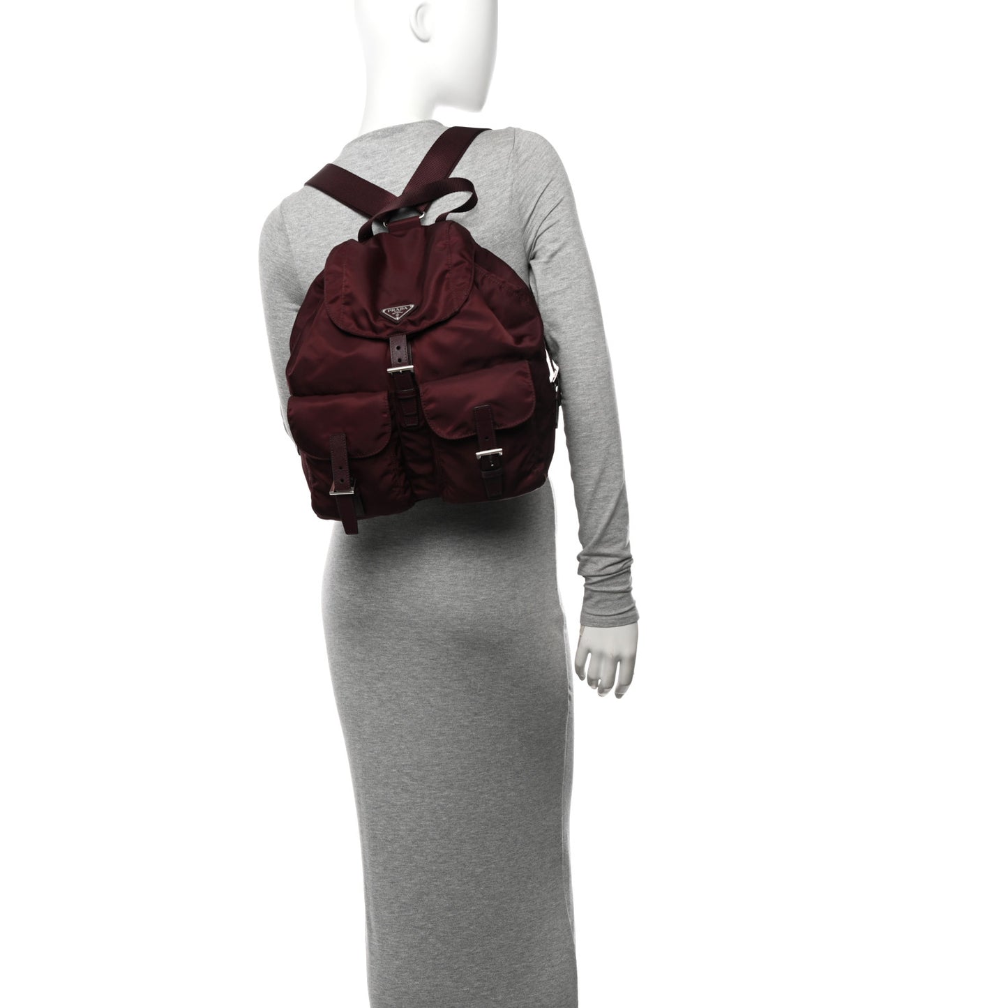 Tessuto Nylon Saffiano Vela Medium Backpack Bordeaux