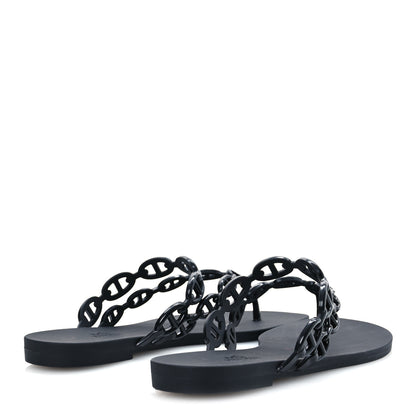 Hermes Rubber Chaine d'Ancre Island Sandals 38 Black 5 of 10