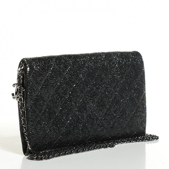 Chanel Iridescent Quilted Chain Clutch Black 3 of 14