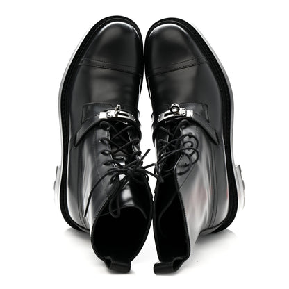 Hermes Glossed Calfskin Funk Ankle Boots 37.5 Black 2 of 8