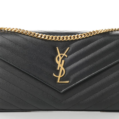 Saint Laurent Grain De Poudre Matelasse Chevron Monogram Chain Wallet Black 8 of 11
