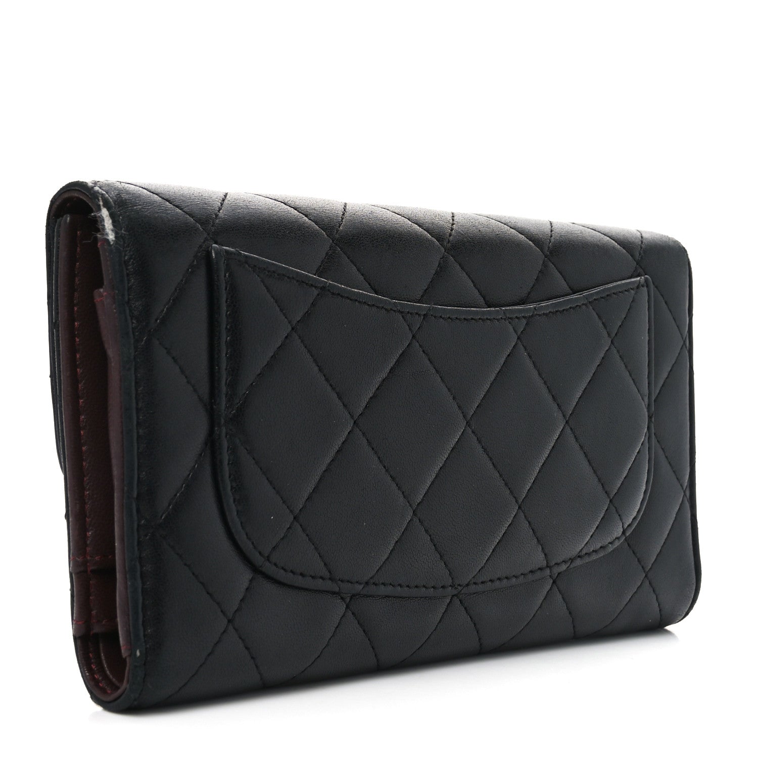 Chanel Lambskin Quilted Large Flap Wallet Black 3 of 12