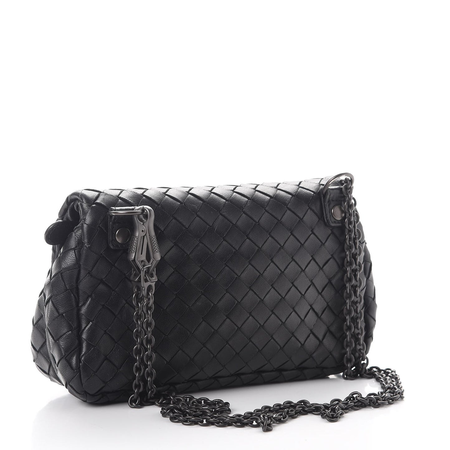 Nappa Intrecciato Mini Chain Messenger Black