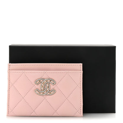 Chanel Caviar Quilted Crystal Card Holder Pink 9 of 9