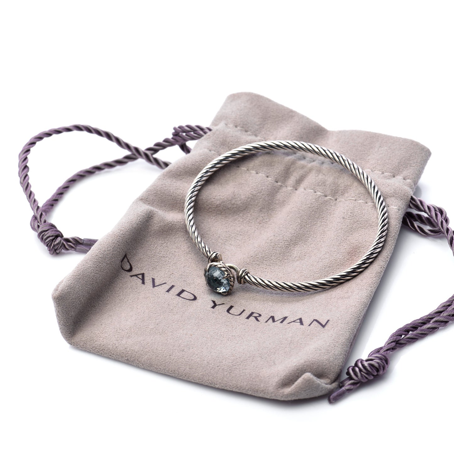Sterling Silver Blue Topaz 3mm Chatelaine Bracelet
