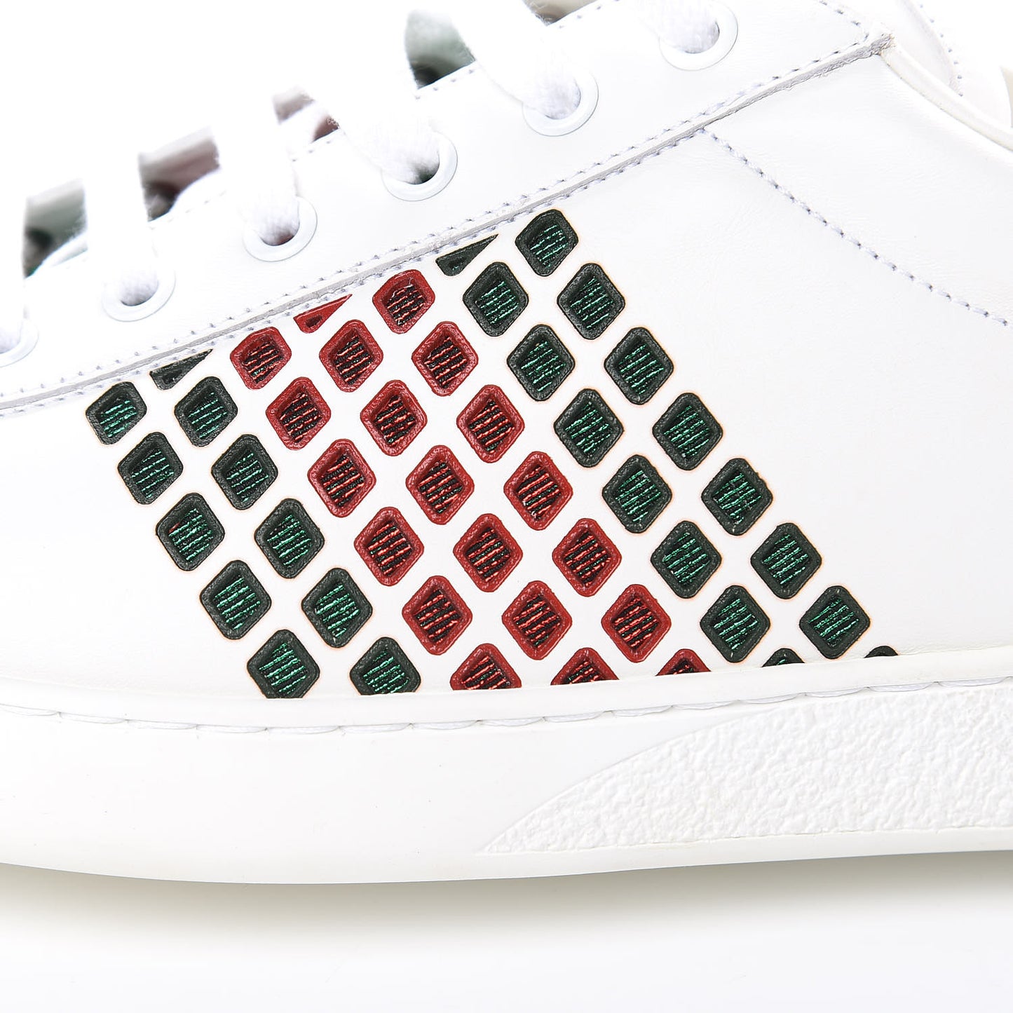 Calfskin Mens Ace Sneakers 12 White Green