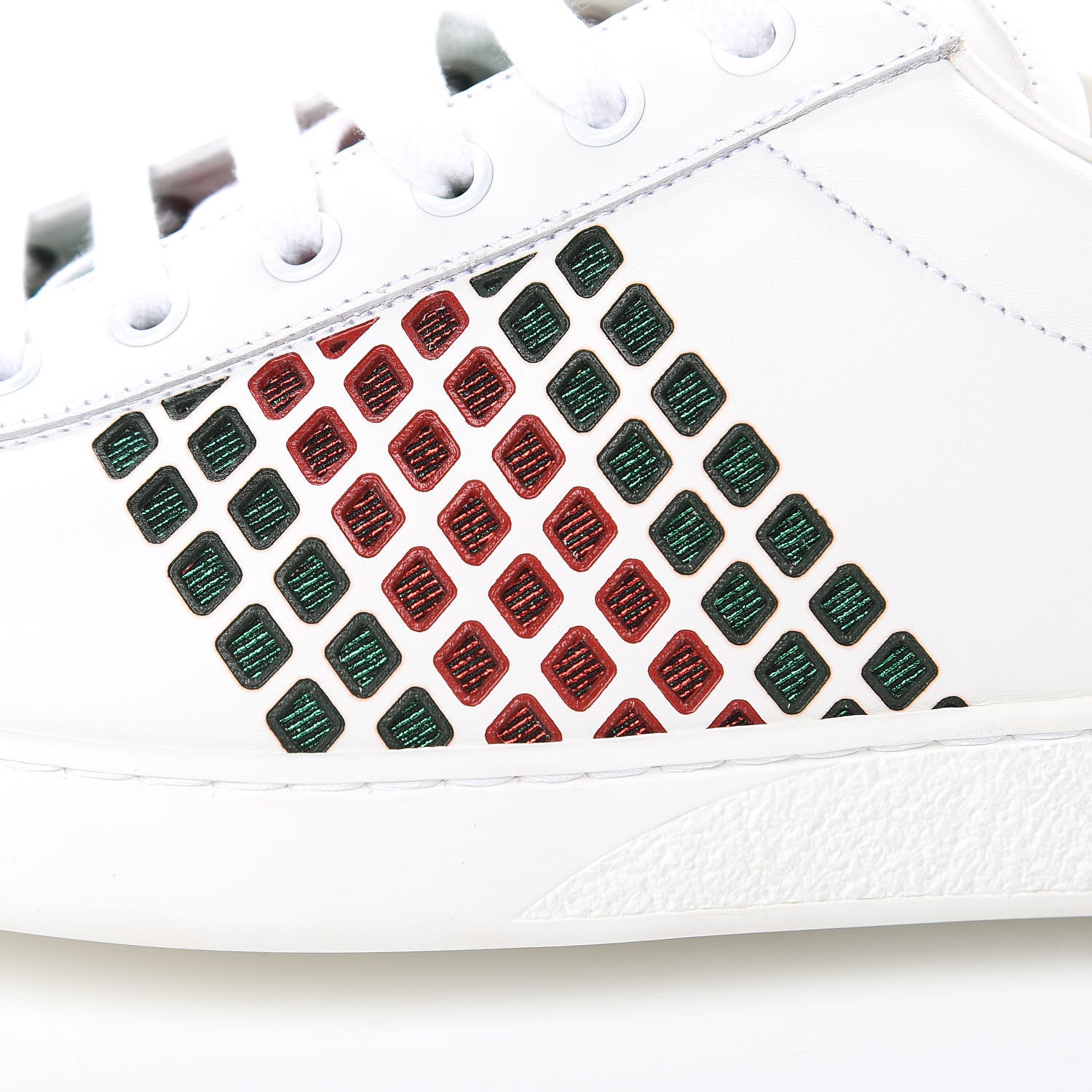 Gucci Calfskin Mens Ace Sneakers 12 White Green 7 of 9