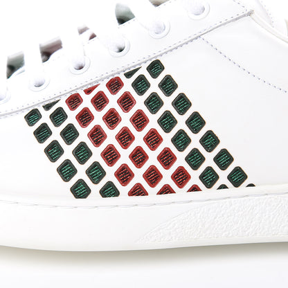 Gucci Calfskin Mens Ace Sneakers 12 White Green 7 of 9