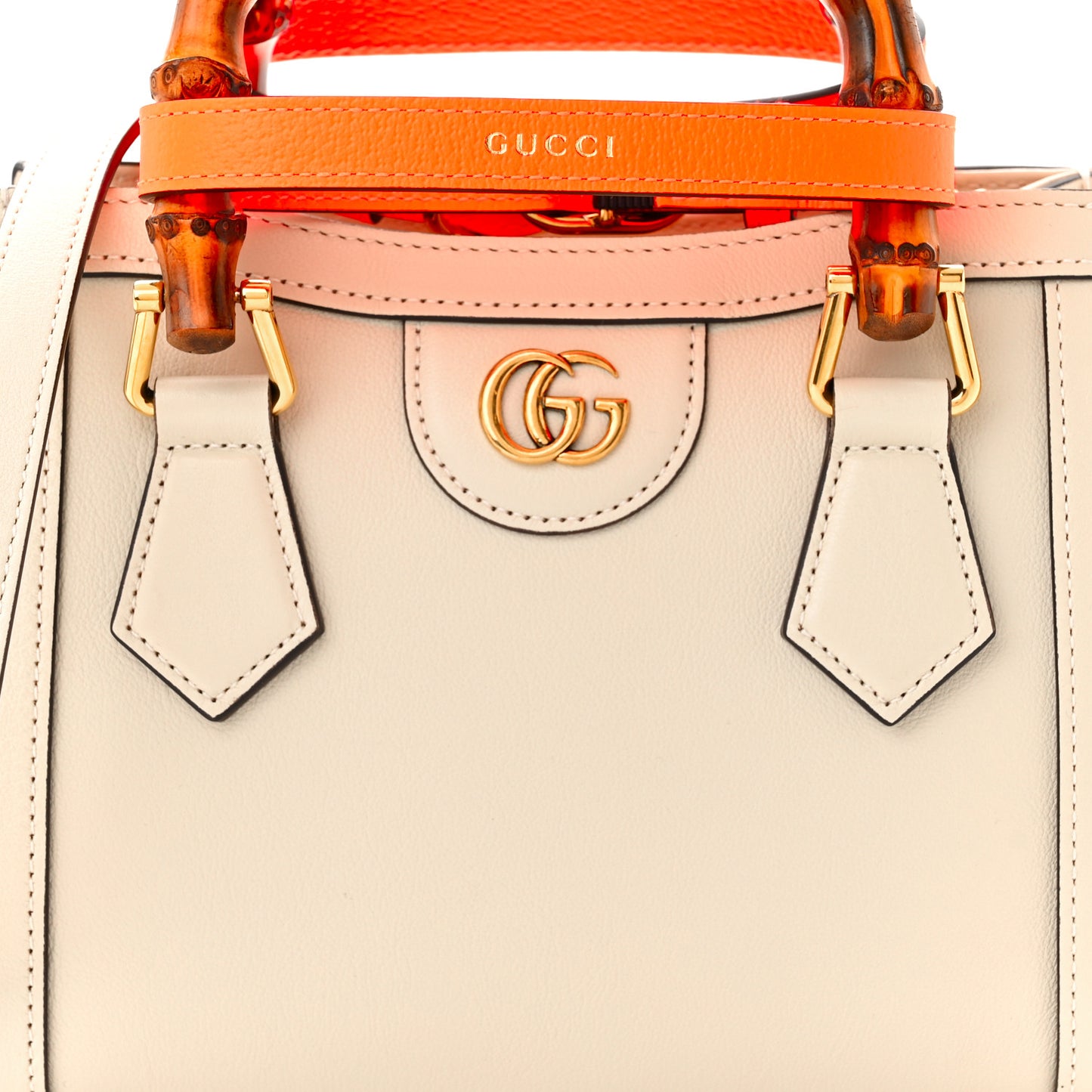 Wonka Grain Calfskin Mini Diana Tote Bag Mystic White Orange Fluo