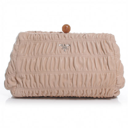 Prada Nappa Gaufre Ruched Clutch Cipria 1 of 8