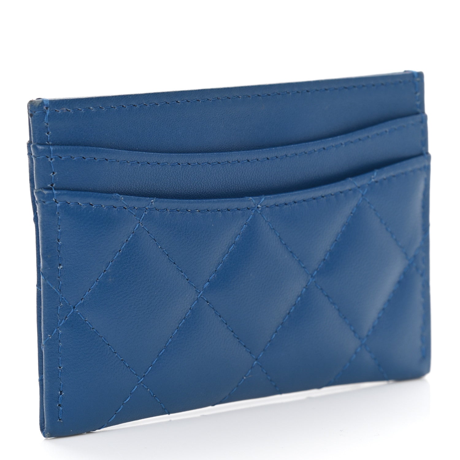 Chanel Lambskin Quilted Card Holder Blue Pink 3 of 8