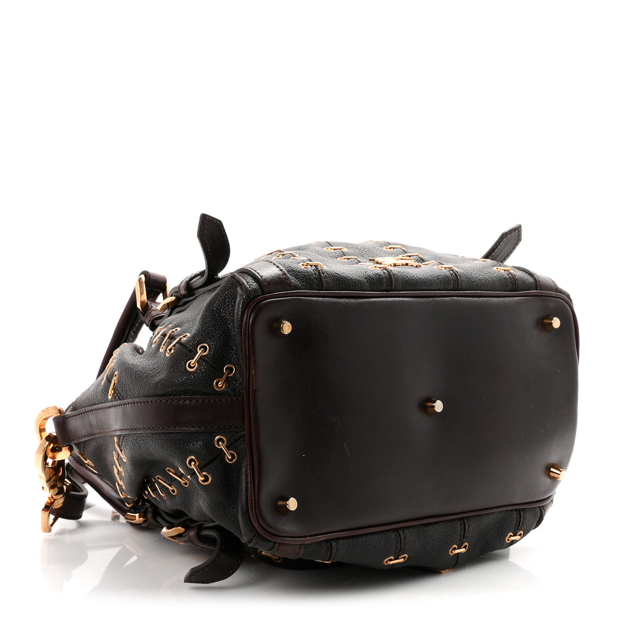 Burberry Calfskin Metal Stitch Lowry Chocolate 4 of 9