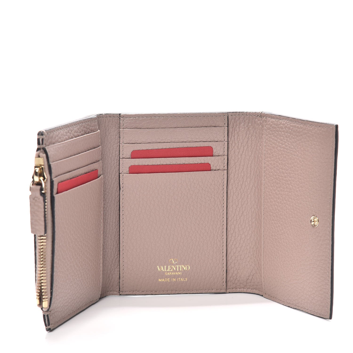 Valentino Garavani Pebbled Calfskin Bi-Fold Rockstud Wallet Poudre 5 of 6