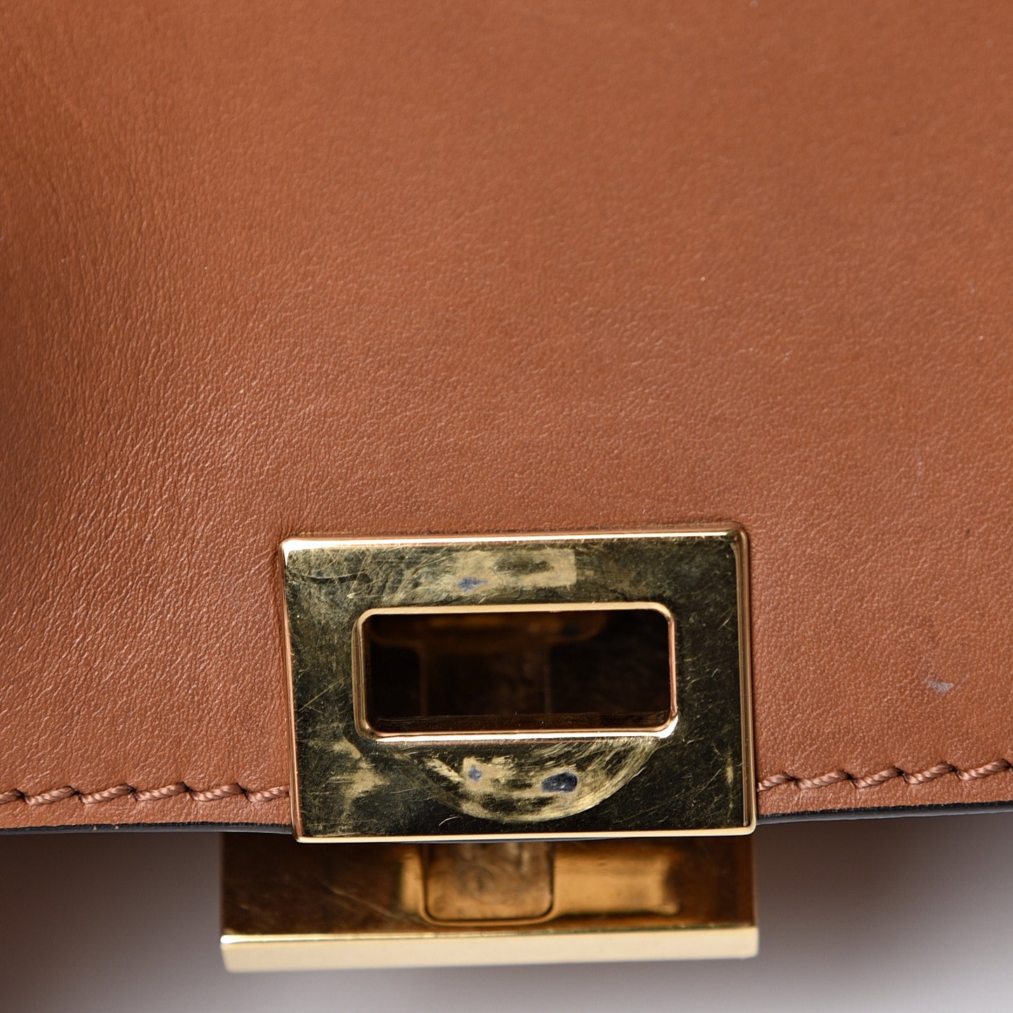 Natural Calfskin Suede Medium Trapeze Tan