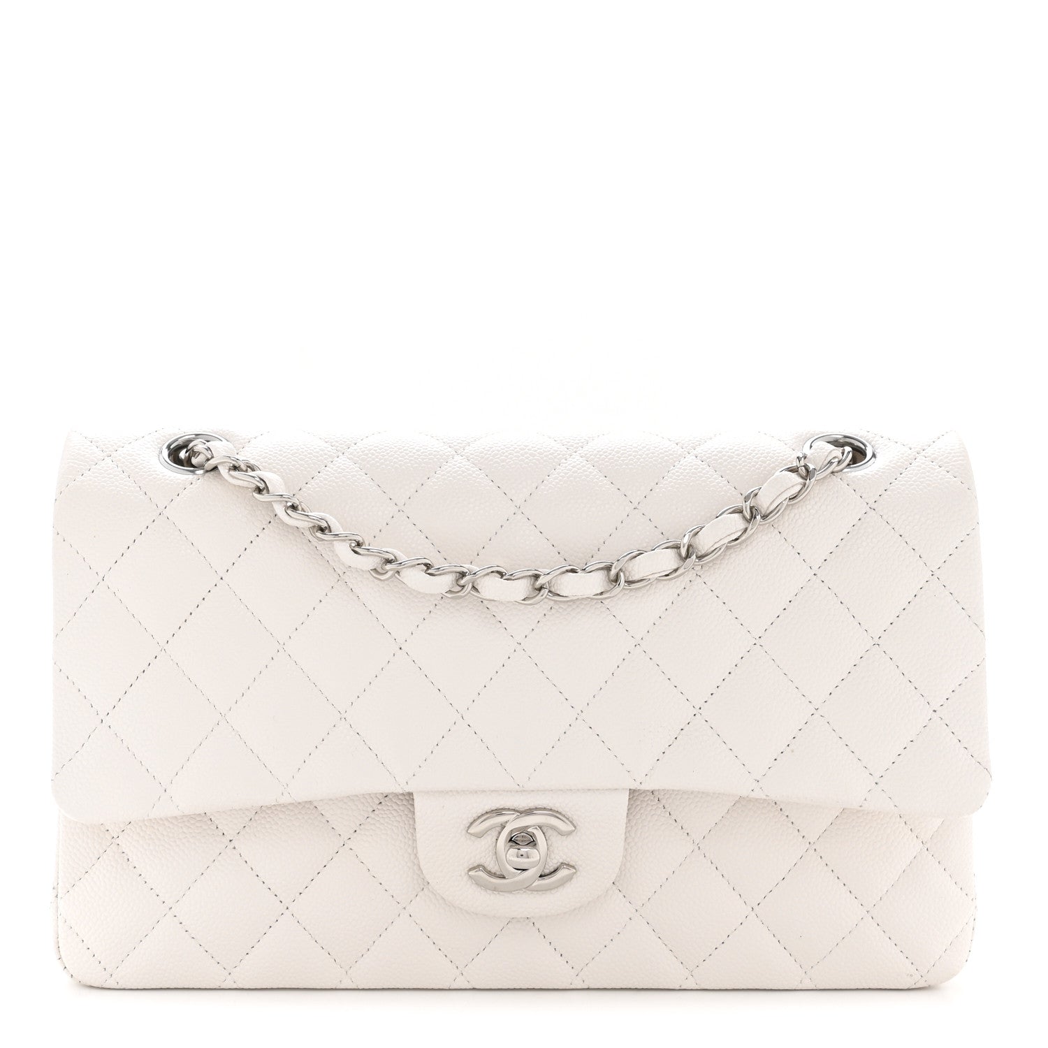 Chanel Caviar Quilted Medium Double Flap White 1 of 10