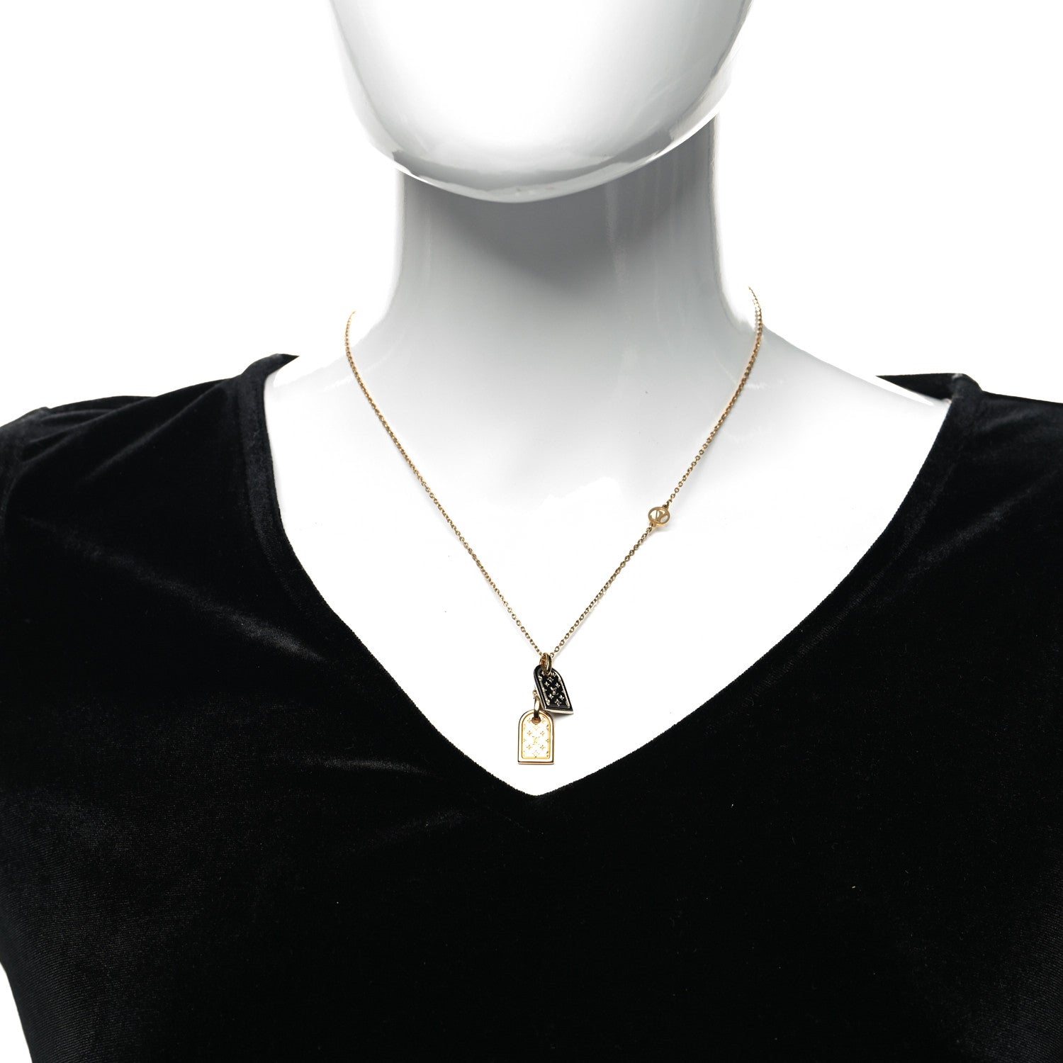 Louis Vuitton Nanogram Name Tag Necklace Gold 2 of 6