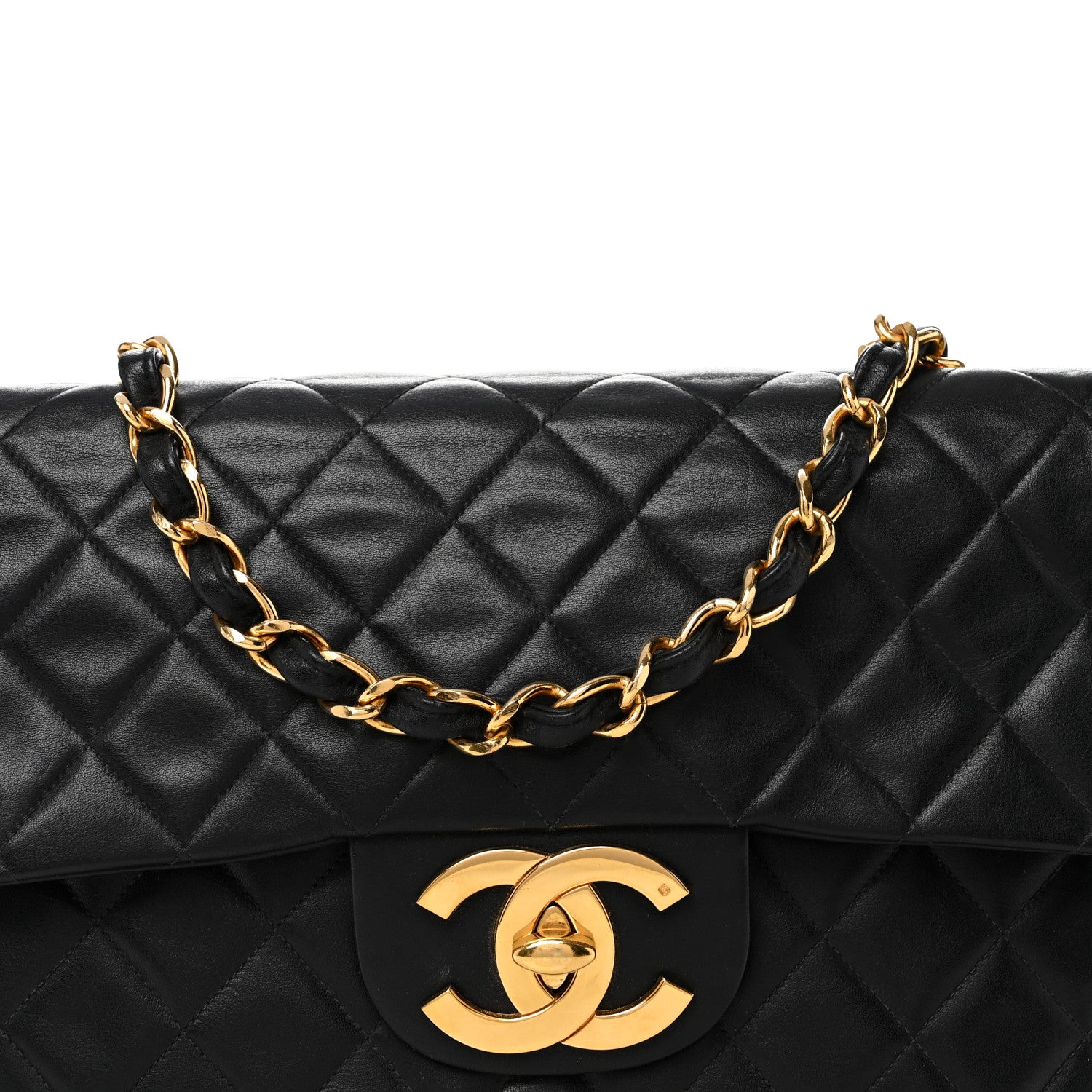 Chanel Lambskin Quilted XL Jumbo Single Flap Black 9 of 13