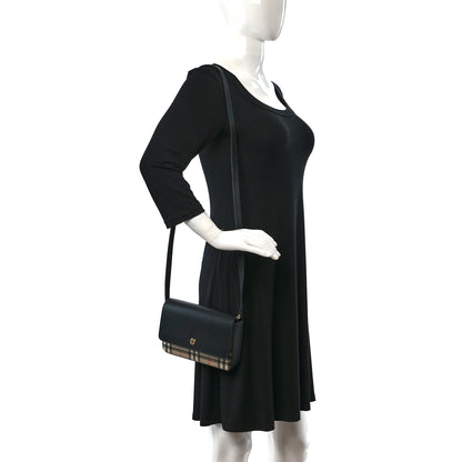 Burberry Calfskin Vintage Check New Hampshire Bag Black 2 of 8