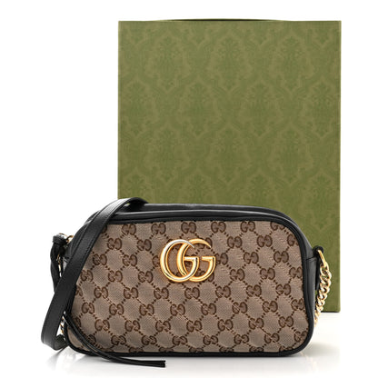 Gucci Monogram Matelasse Diagonal Small GG Marmont Chain Shoulder Bag Beige Black 14 of 14