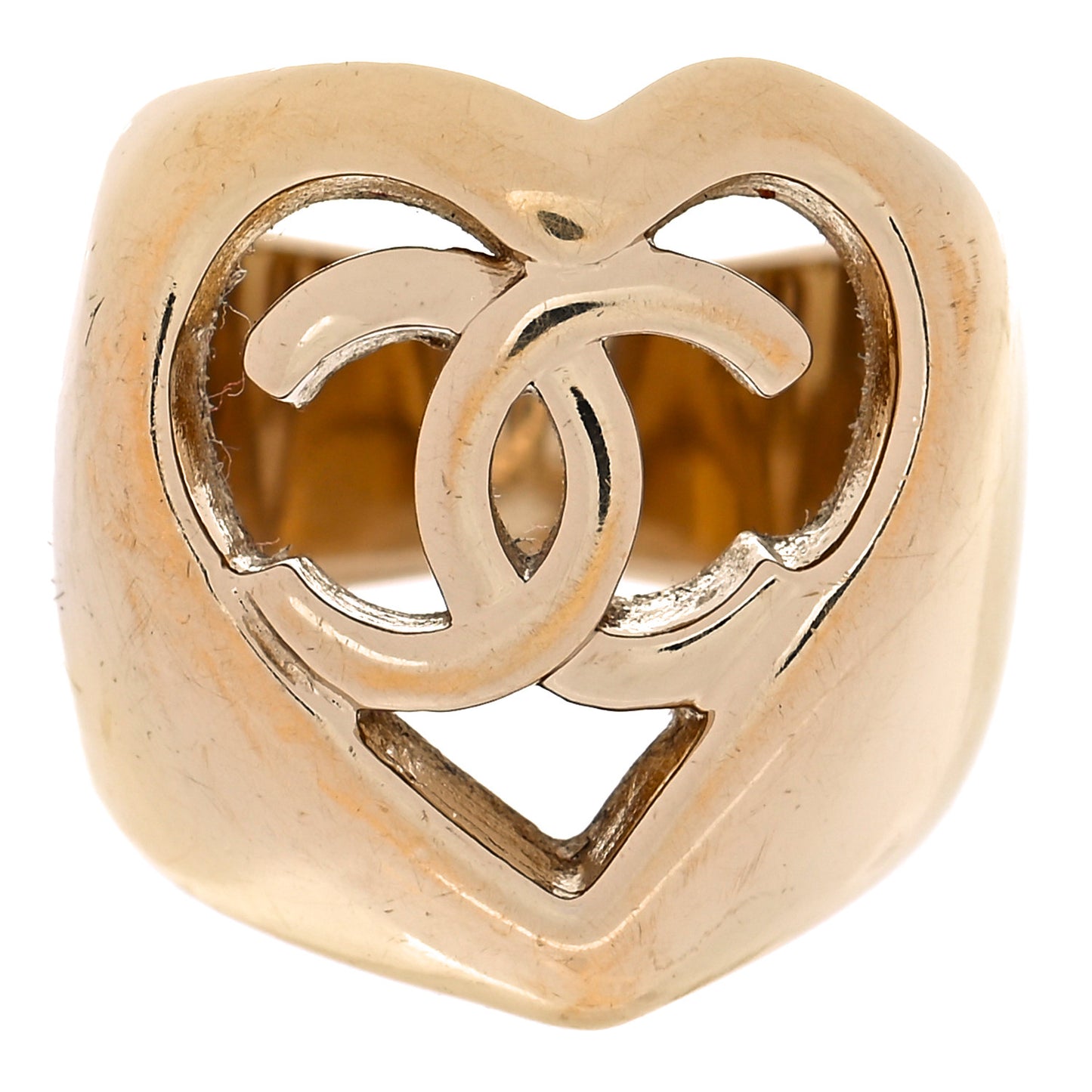Metal CC Heart Ring 52 Gold