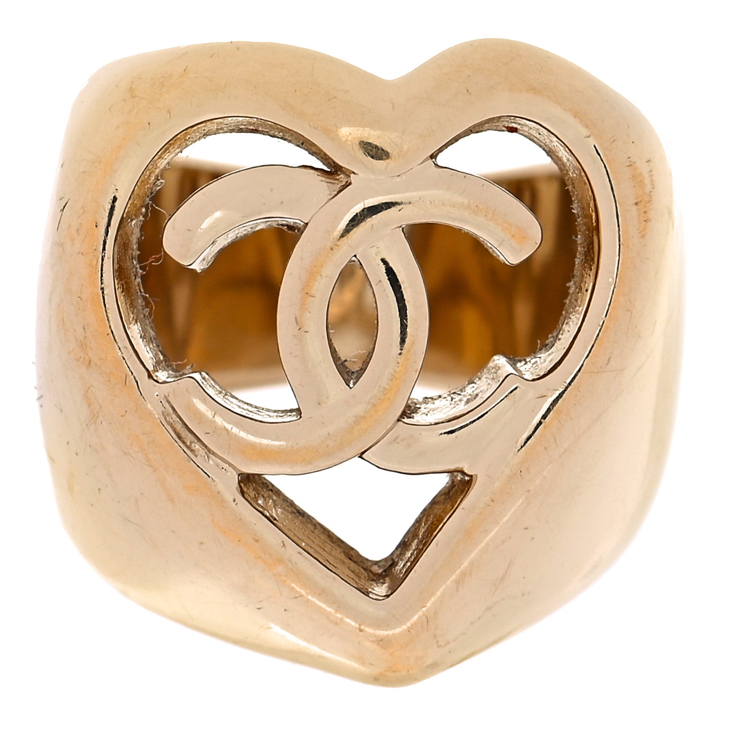 Chanel Metal CC Heart Ring 52 Gold 1 of 5