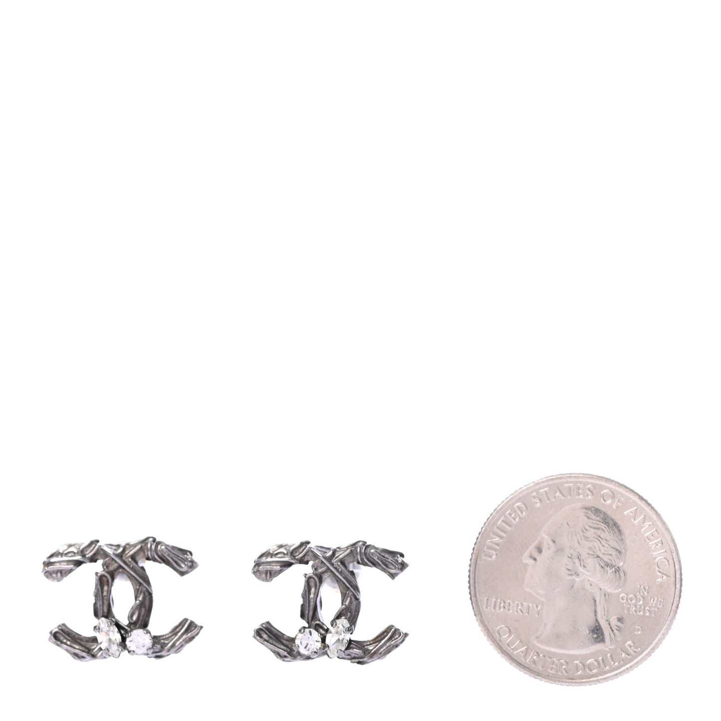 Crystal Textured CC Earrings Ruthenium
