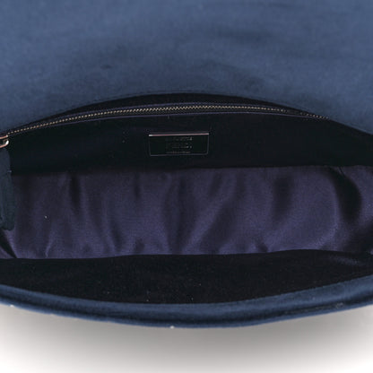 Fendi Velvet Crystal Embellished Baguette Midnight 5 of 10