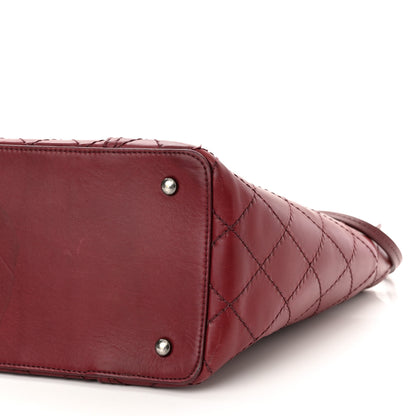 Chanel Calfskin Stitched CC Pocket Shopping Tote Dark Red 10 of 11