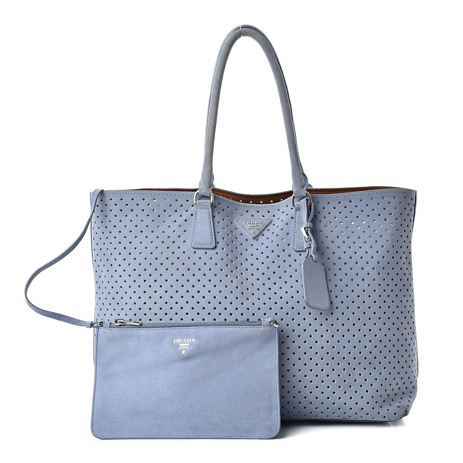 Prada Suede Perforated Tote Astrale 1 of 20
