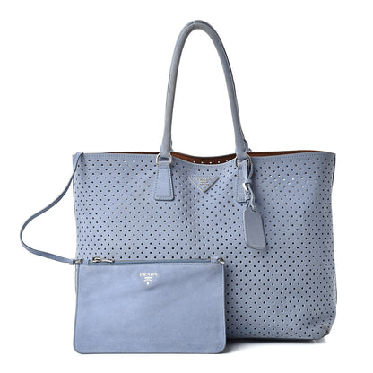 Prada Suede Perforated Tote Astrale 1 of 20