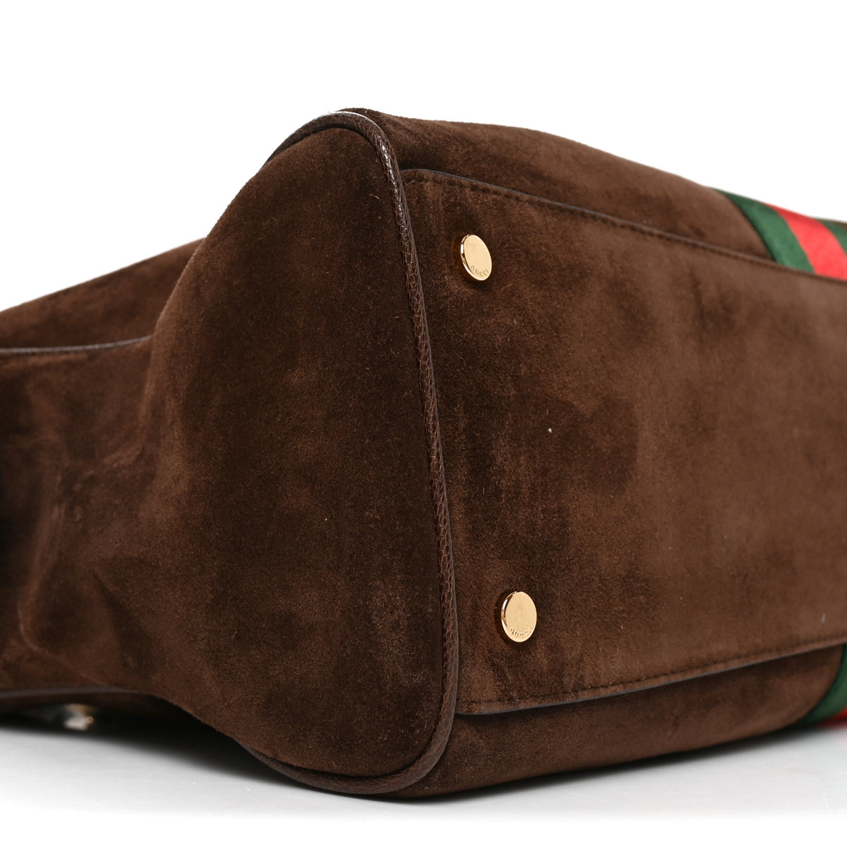 Suede Web Large Borsetto Boston Dark Brown