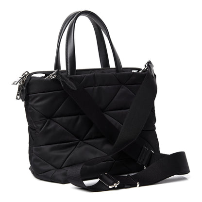 Prada Re-Nylon Nappa Triangle Quilted Padded Double Handled Zip Pocket Tote Black 3 of 11