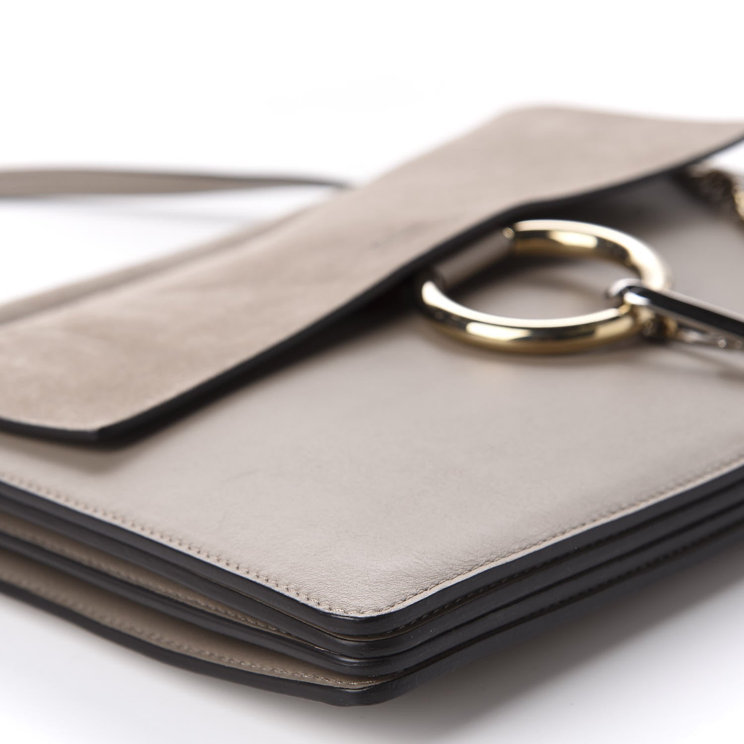 Chloe Calfskin Suede Medium Faye Shoulder Bag Motty Grey 6 of 12