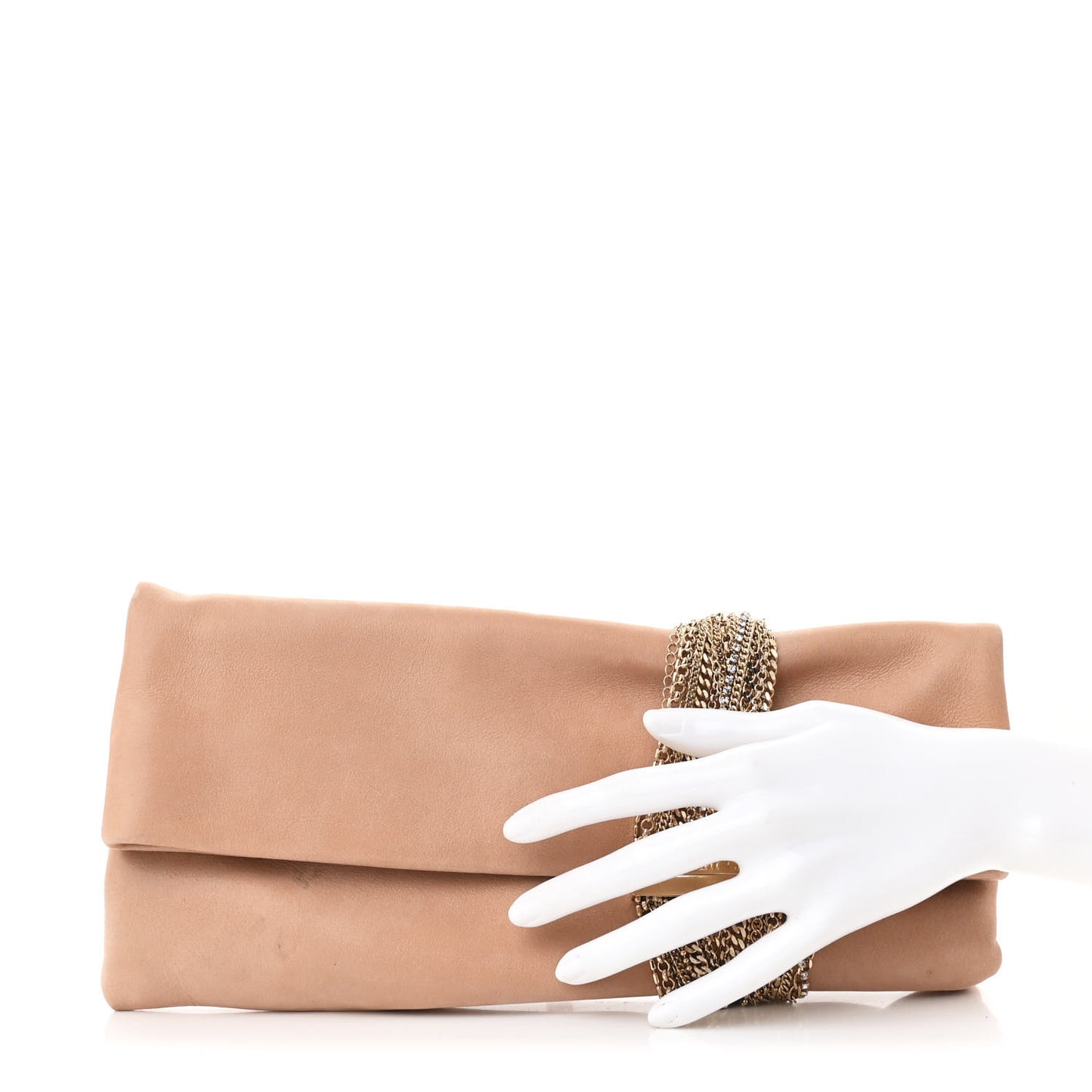 Shimmer Suede Crystal Chandra Clutch Blush