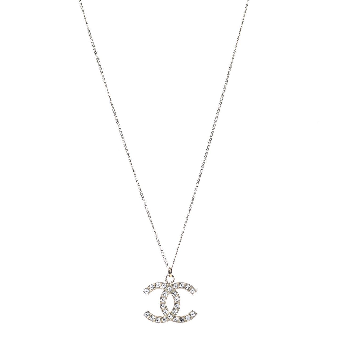 Crystal CC Pendant Necklace Light Gold