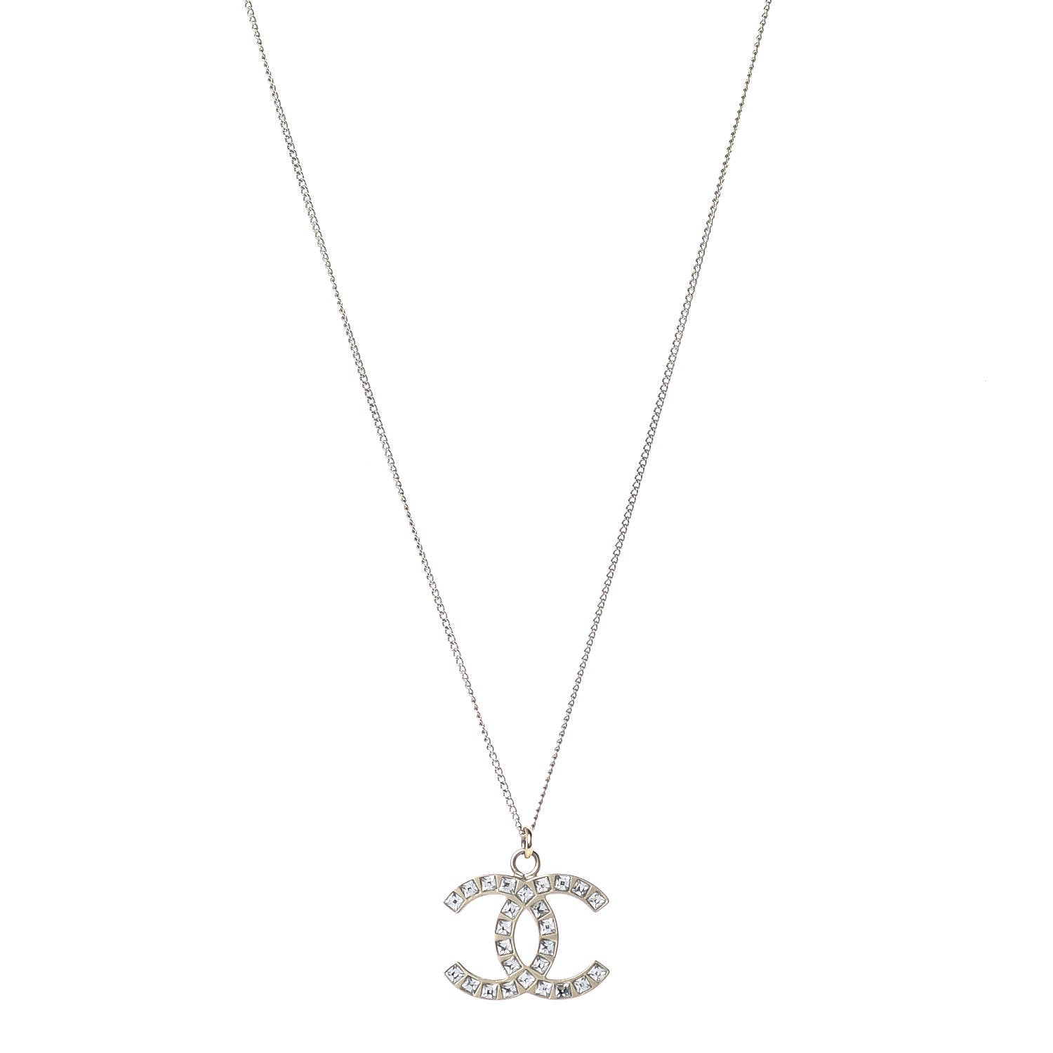 Chanel Crystal CC Pendant Necklace Light Gold 1 of 6