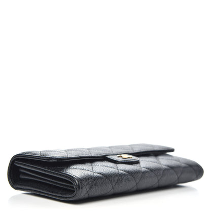 Chanel Caviar Quilted Large Gusset Flap Wallet Black 4 of 9