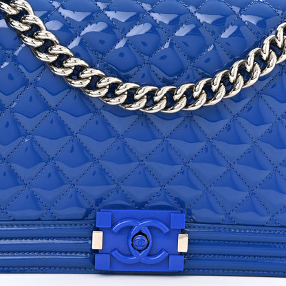 Chanel Patent Calfskin Quilted New Medium Plexiglass Boy Flap Blue 8 of 11