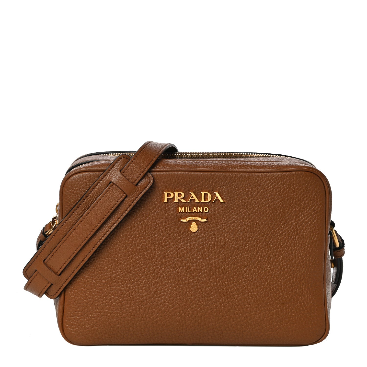 Prada Vitello Daino Medium Double Zip Shoulder Bag Cognac 1 of 9