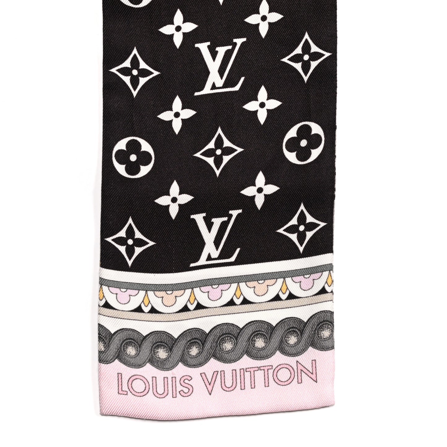 Silk Monogram Around The World Bandeau Black Pink