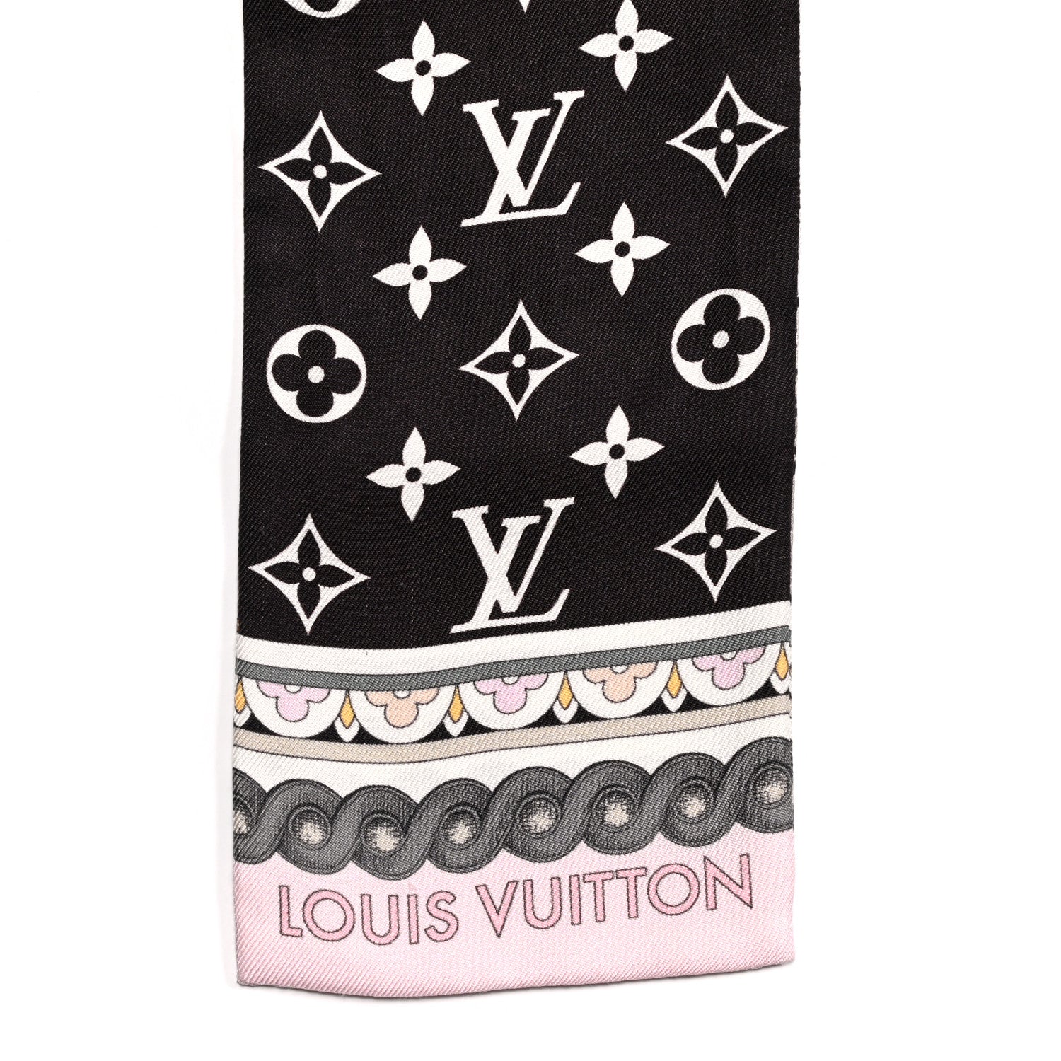 Louis Vuitton Silk Monogram Around The World Bandeau Black Pink 3 of 3
