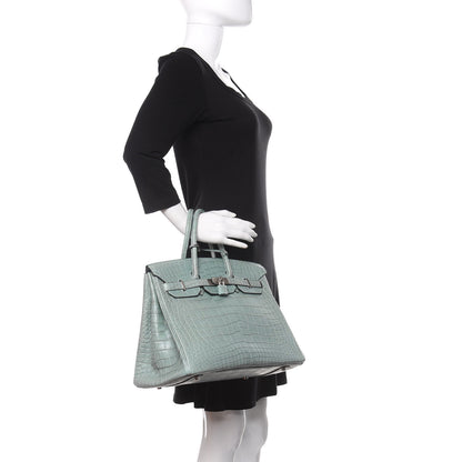 Hermes Matte Alligator Birkin 35 Ciel 2 of 33