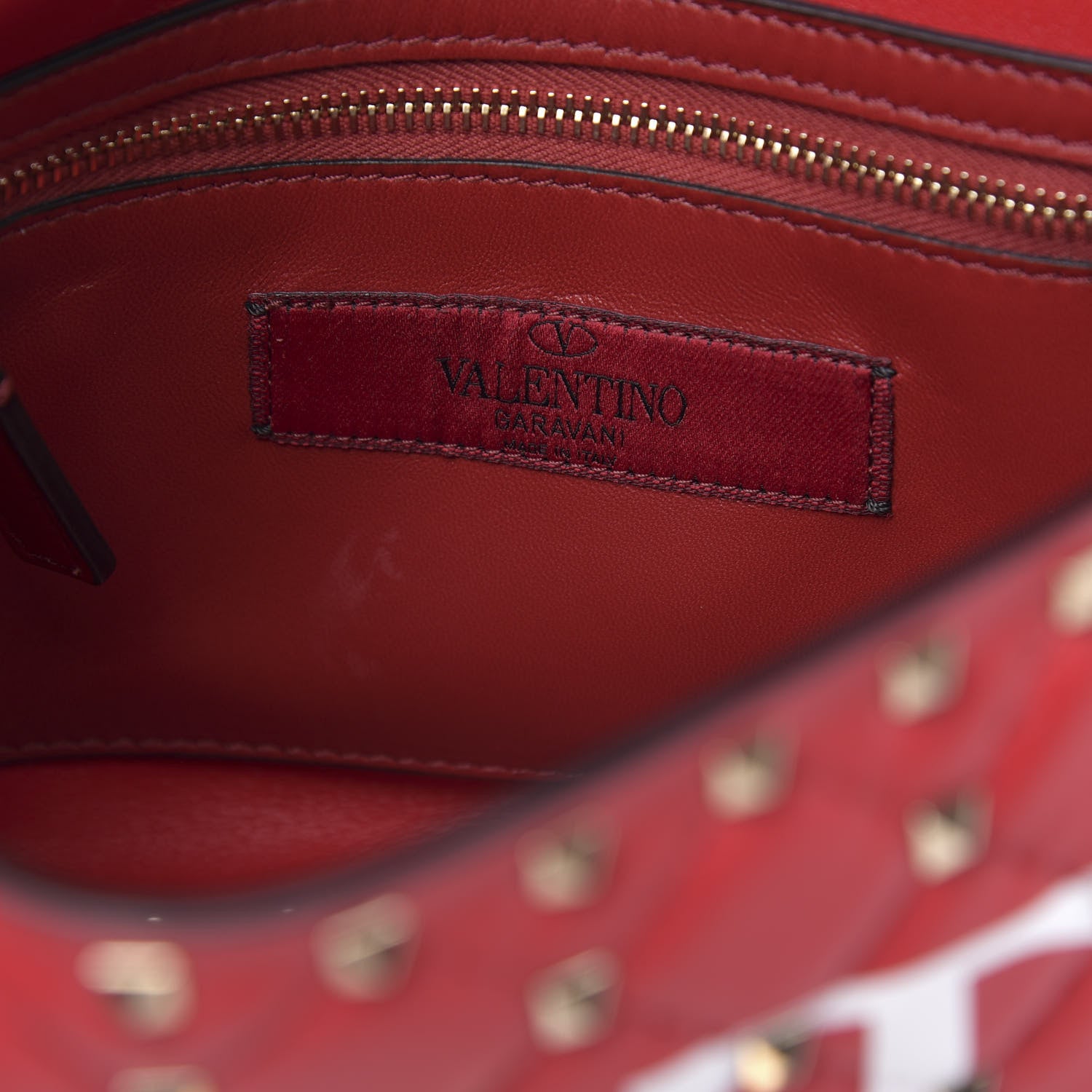 Valentino Garavani Lambskin VLTN Print Medium Rockstud Spike Shoulder Bag Red 7 of 11