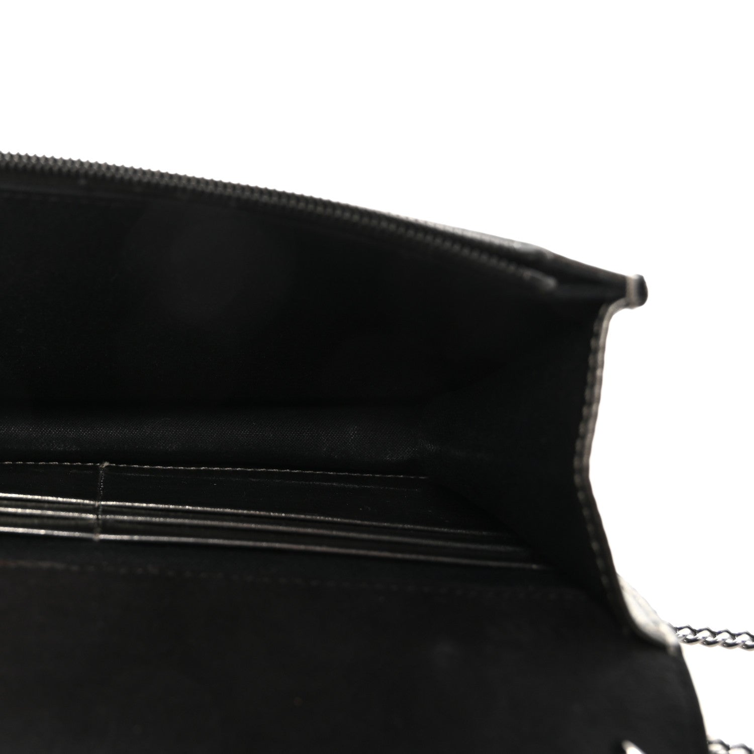 Fendi Glossy Calfskin Crystal Studded Tube Wallet On Chain Graphite 5 of 9